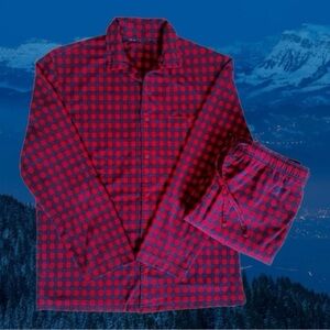 Nautica Men’s Flannel Red & Blue Plaid Pajama Set